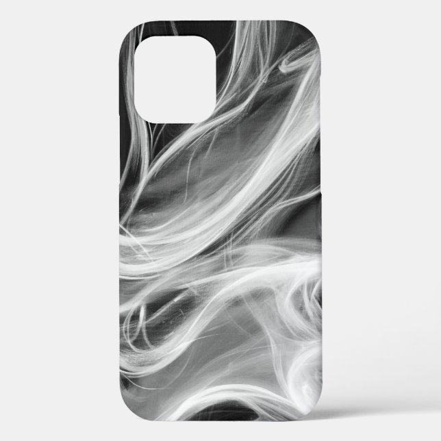 Coques Case-Mate iPhone Abstraite fumée blanche sur noir (Verso)