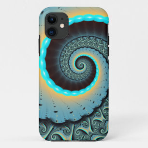 Case-Mate iPhone Case Abstraite spirale d'art fractal bleu turquoise ora