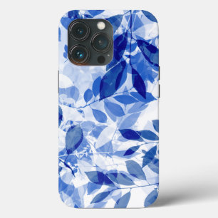 Case-Mate iPhone Case Abstraits Feuilles bleu et blanc