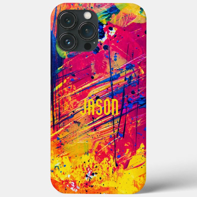 Coques Case-Mate iPhone Abstraits Jaune, Rose Chaud, Bleu Personnalisé (Verso)