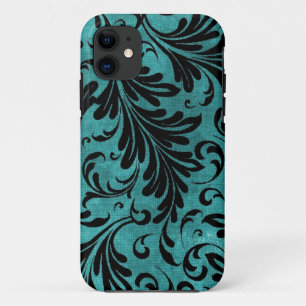 Coque Case-Mate Pour iPhone Acanthus Feuille Aqua Turquoise Black