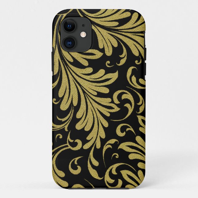 Coques Case-Mate iPhone Acanthus Feuille Gold et Black (Dos)