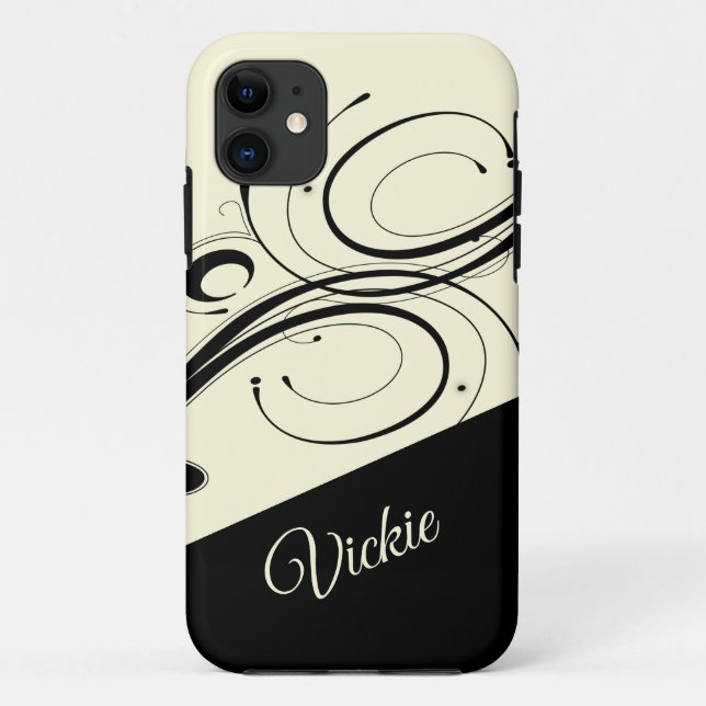 Coques Case-Mate iPhone Accent Creme et noir de défilement personnel (Dos)