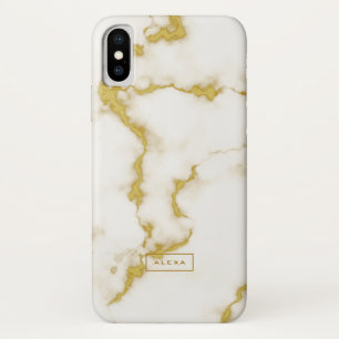 Case-Mate iPhone Case Accents d'or en faux marbre blanc tendance