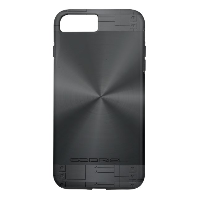 Coques Case-Mate iPhone Accents géométriques noirs en métal brillant (Dos)