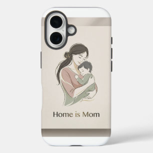 Coques iPhone 16 Accueil est Maman Minimaliste Ligne d'art Maman Bé