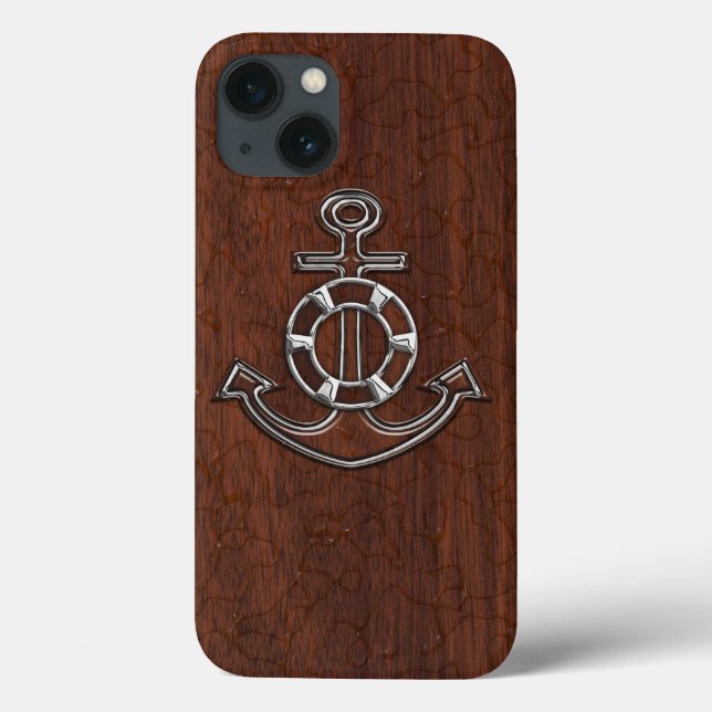 Coques Case-Mate iPhone Acier Ancre en acajou marin humide (Verso)