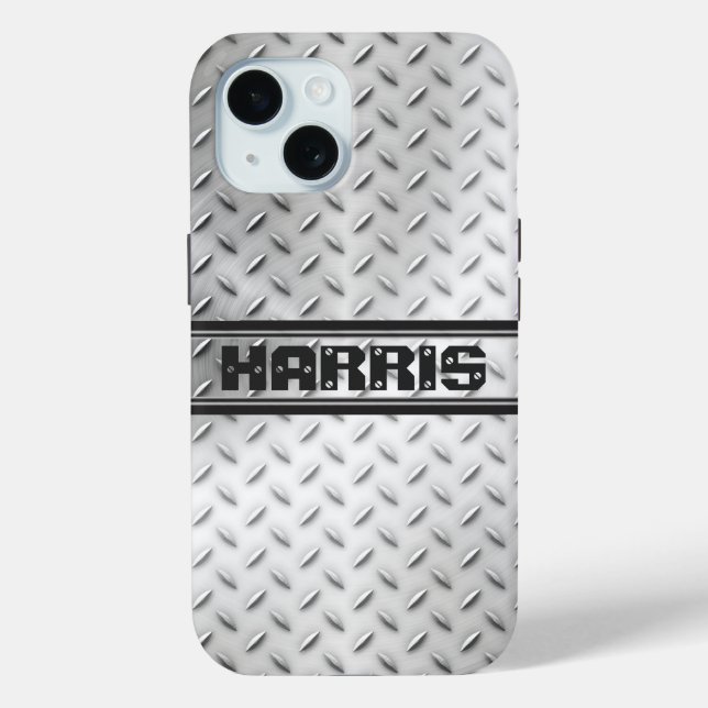 Coques Case-Mate iPhone Acier en tôle de diamant portant le nom (Verso)
