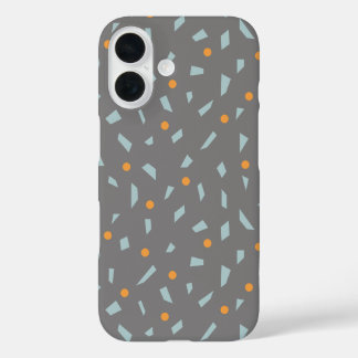 Coques iPhone 16 Acier gris orange et bébé bleu Confetti