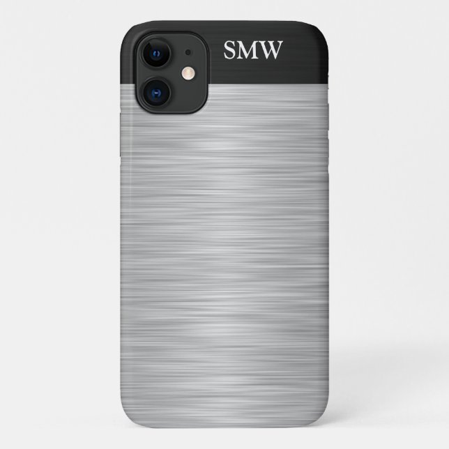 Coques Case-Mate iPhone Acier inoxydable personnalisé et noir de Faux (Dos)