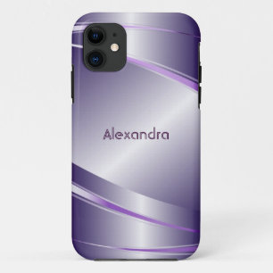 Coque iPhone 11 Acier teint pourpre sans métal Look - Monogramme