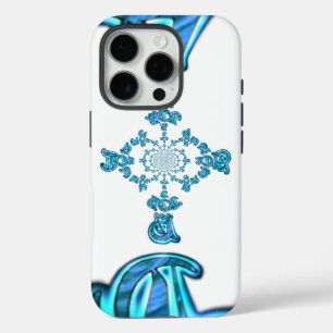 Coques iPhone 16 Pro Action Cyan Turquoise Graffiti Abstrait Imprimer