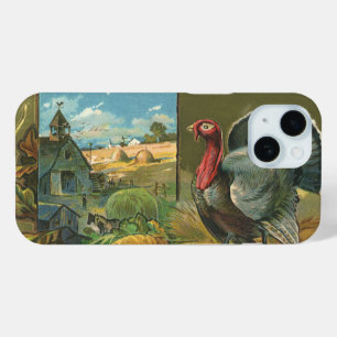 Coque Pour iPhone 15 Action de grâce vintage, dinde à la ferme