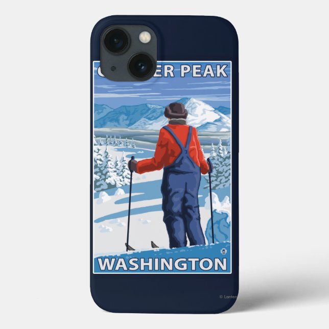 Coques Case-Mate iPhone Admirant skieur - Glacier Peak, Washington (Verso)