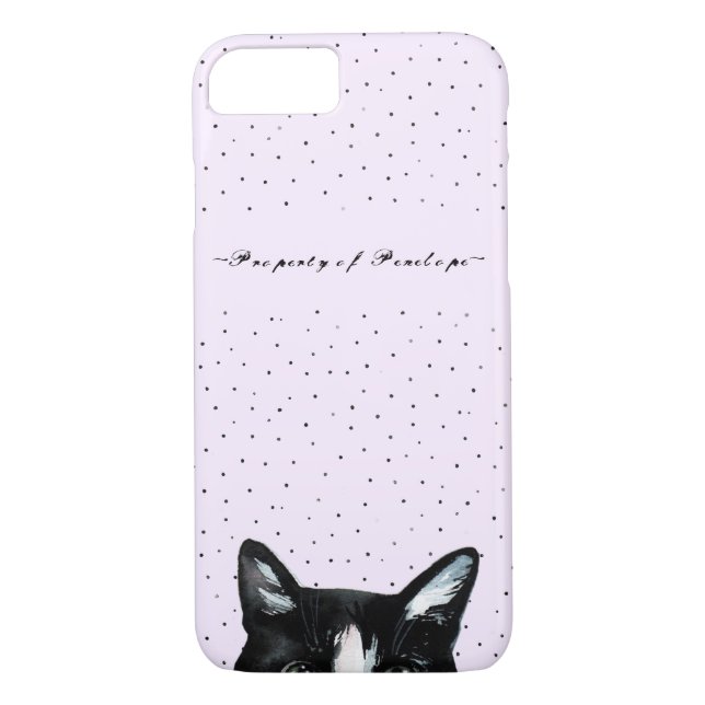 Coques Case-Mate iPhone Adorable Curieux Peeking Chat avec points Ajouter  (Dos)