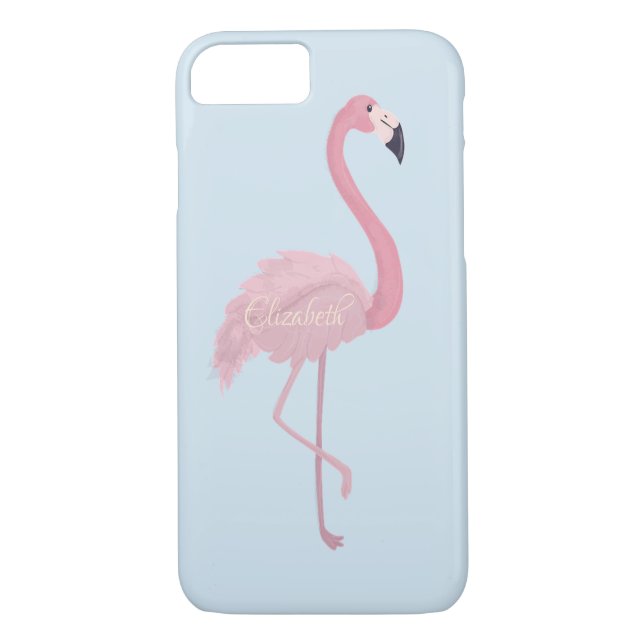 Coques Case-Mate iPhone Adorable Flamant rose rose, Bleu Personnalisé (Dos)