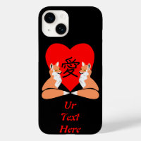 Adorable Fox Cartoon Love Heart