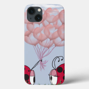 iPhone 13 Coque Adorable Ladybug Avec Joli Bouquet De Balloon Rose