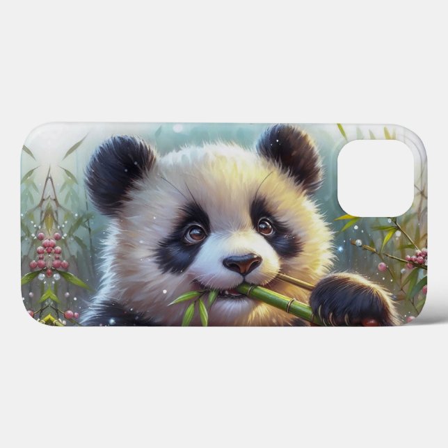 Coques Case-Mate iPhone Adorable Ours De Panda Mangeant Bambou (Verso (horizontal))