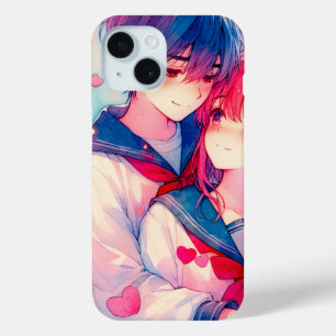 Coque Pour iPhone 15 Adorable Thème Anime pour la Saint-Valentin