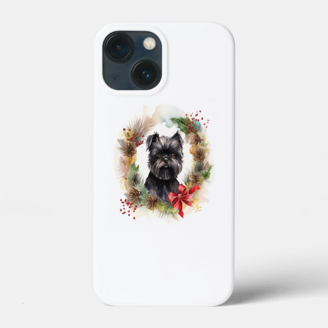 Coques Case-Mate iPhone Affenpinscher Christmas Wreath Festive Pup (Verso)