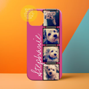 Coques Pour iPhone Affichage de photos Instagram - 4 photos nom rose