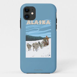 Coque iPhone 11 Affiche de Vintage voyage d'AlaskaDogsledding
