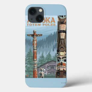 iPhone 13 Case Affiche de Vintage voyage de village de totem de