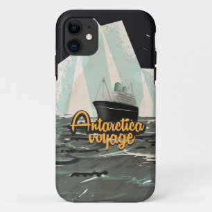 Coque iPhone 11 Affiche de voyage vintage Antarctique