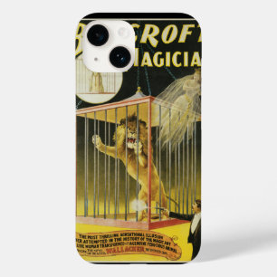 Coque Pour iPhone 14 Affiche Magique Vintage, Magicien Bancroft et Lion