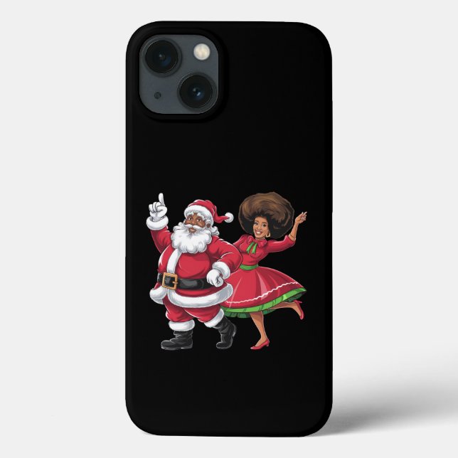 Coques Case-Mate iPhone African Père Noël Mme Claus Dansant Noël américain (Verso)