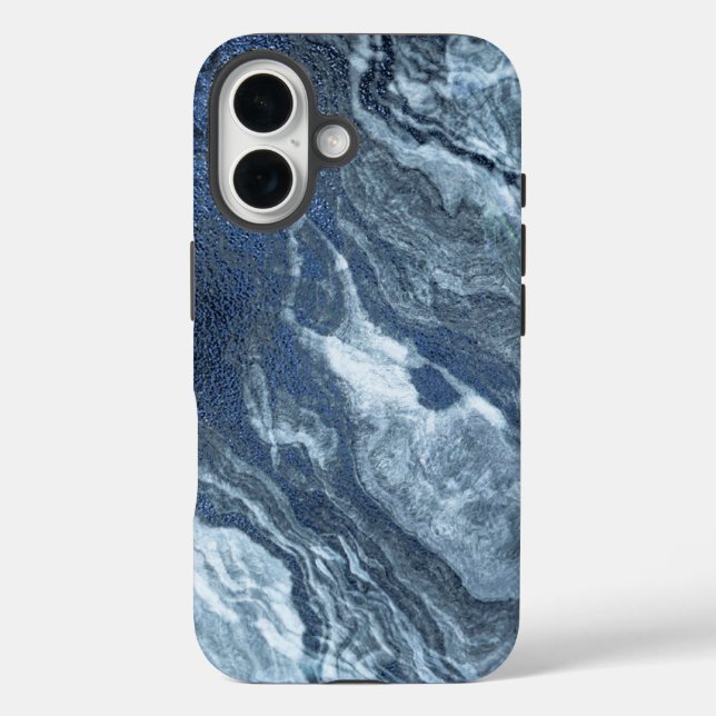 Coques Case-Mate iPhone Agate bleue cristallisée | Pierre marbrée en ardoi (Verso)