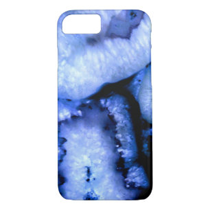 Coque iPhone 8/7 Agate de quartz bleu, Geodes bleues, motif abstrai