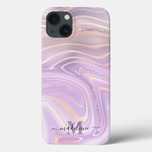 Coques Case-Mate iPhone Agate d'iridescente en marbre rose (Verso)