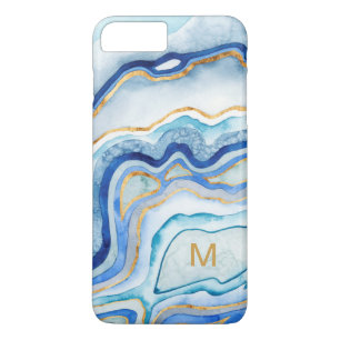 Coques Pour iPhone Agate II de cobalt du monogramme  