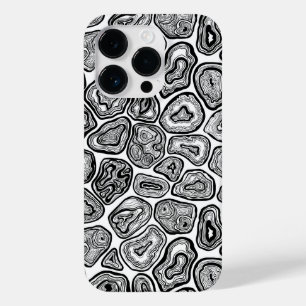 Coque Pour iPhone 14 Pro Agate les tranches en noir et blanc