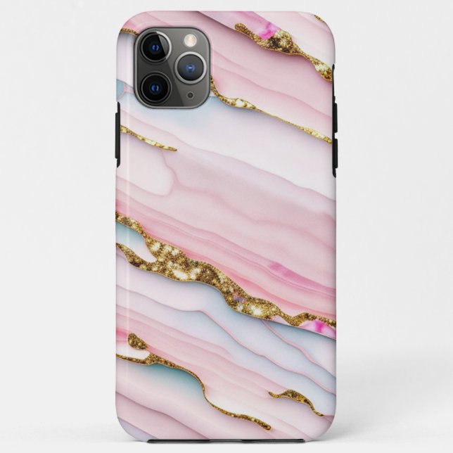 Coques Case-Mate iPhone Agate Marble tendance Blue Pink Gold Collection (Dos)