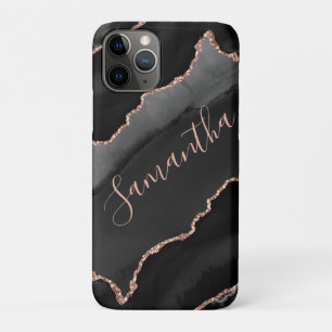 Case-Mate iPhone Case Agate pailletée fausse or rose et noir
