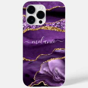 Coque Pour Pour iPhone 14 Pro Max Agate Violet Violet Or Marbre Votre nom Cadeau