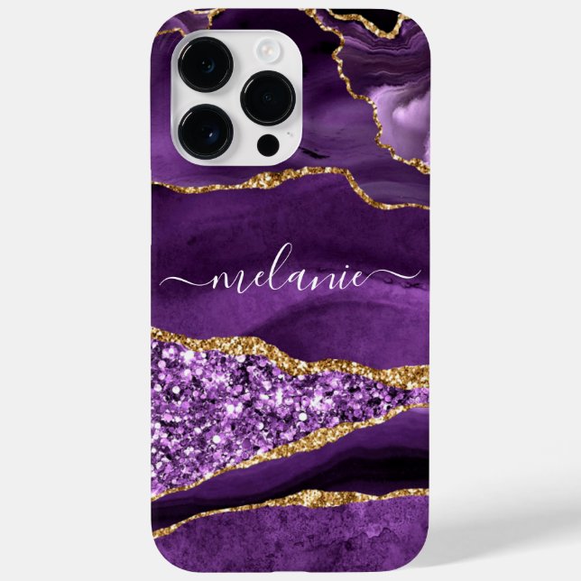 Coques Case-Mate iPhone Agate Violet violet or Parties scintillant Marbre  (Verso)