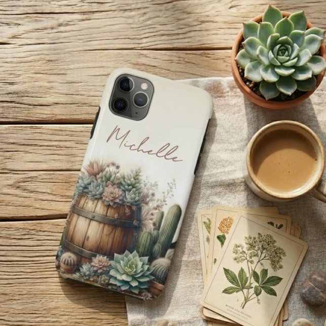 Coques Case-Mate iPhone Agencement Rustique de Succulentes et Cactus (Créateur téléchargé)