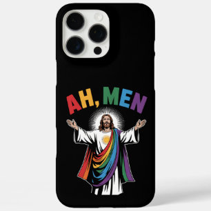 Coques iPhone 16 Pro Max Ah Men Funny Jesus LGBTQ Gay pride Arc-en-ciel