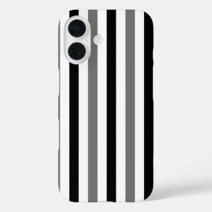 Coques iPhone 16 Ahs motif rayures noires et blanches