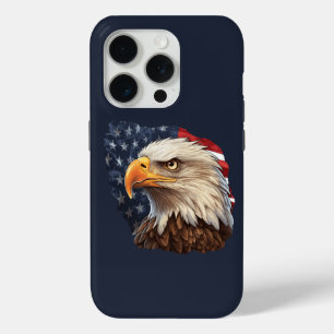Coque iPhone 15 Pro Aigle américain drapeau américain