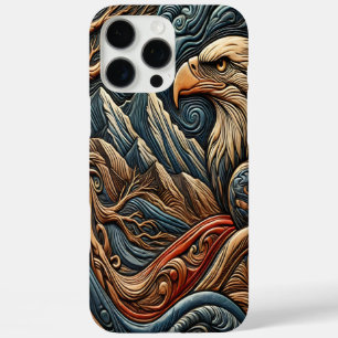 Coques iPhone 16 Pro Max Aigle dans un art au look cuir sauvage