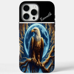 Coques iPhone 16 Pro Max Aigle d'or sous lune bleue