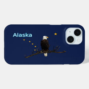 Coque Pour iPhone 15 Aigle Et Drapeau De L'Alaska