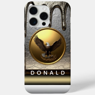 Coque iPhone 15 Pro Max 🦅 Aigle Nom Personnalisé Royal Liquide Or Goutte 