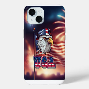 Coque Pour iPhone 15 Aigle patriotique américaine