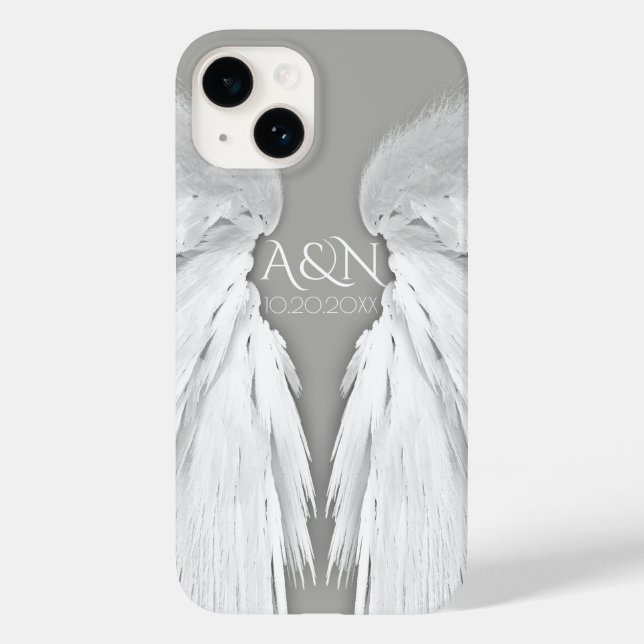 Coques Case-Mate iPhone AILES ANGEL Monogramme Elegant Grey (Verso)